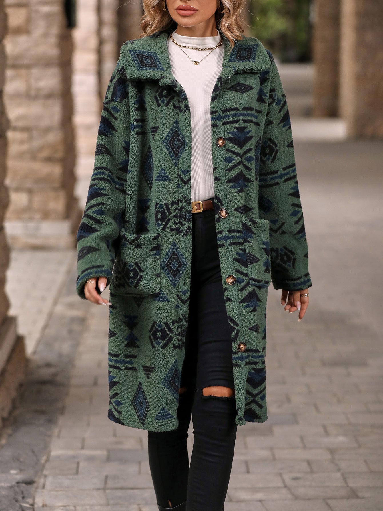 Avril® | Elegante abrigo largo de estilo étnico