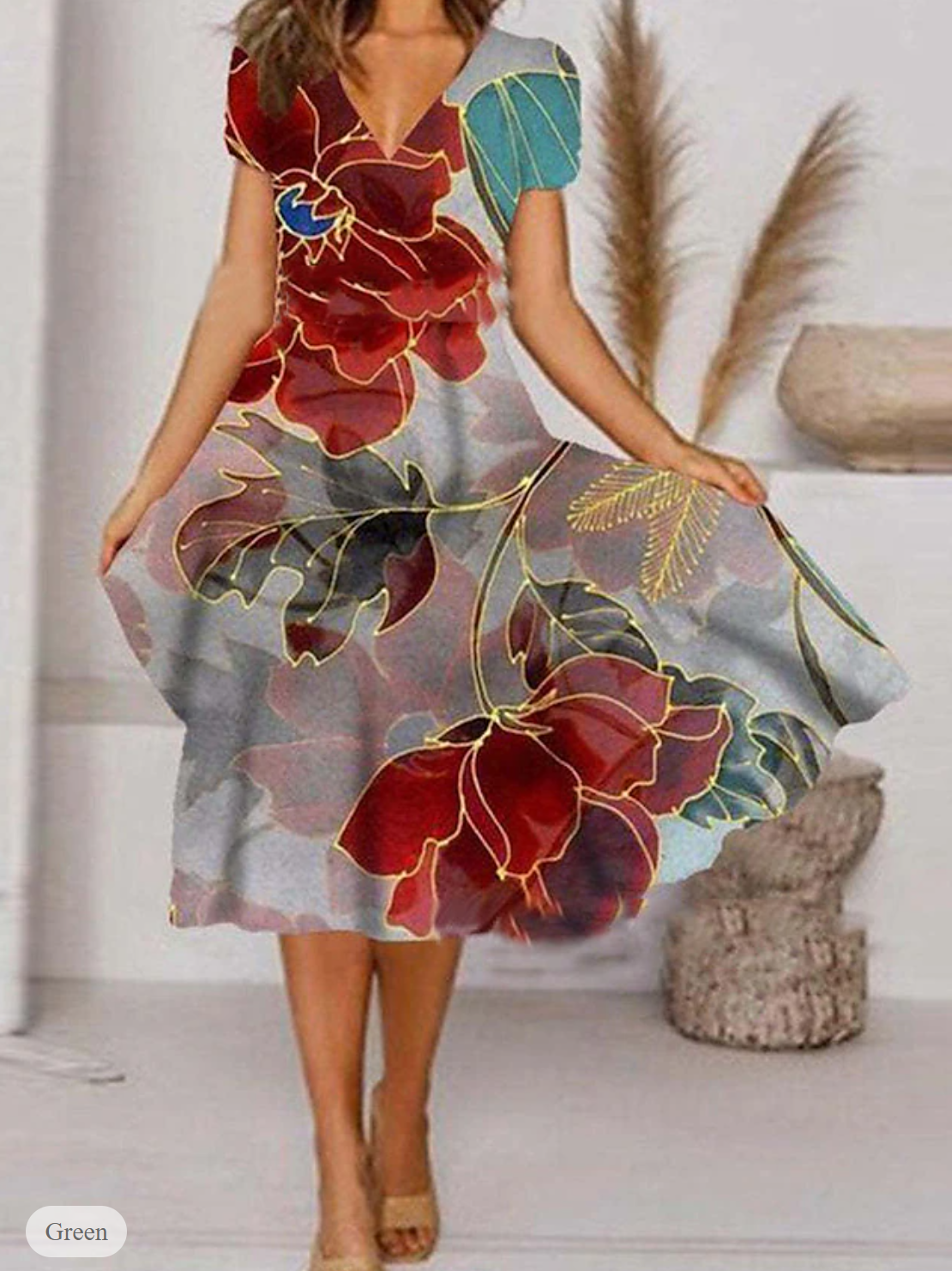 Theresa® | Vestido de lino con estampado floral