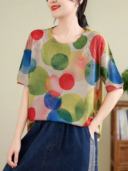 Madeline® | Camisa de cuello en O con estampado vintage de verano para mujer