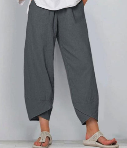 Women’s Loose Cotton Elastic Waist Wide - Leg Pants Black / S