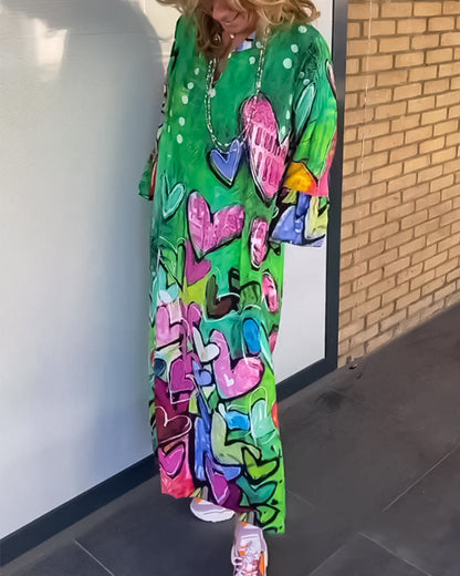 Trixie® | Vestido de manga larga con corazones de colores y escote en V
