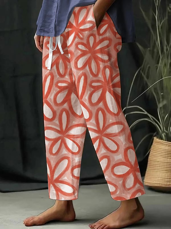Helena® | Pantalones informales de mujer con estampado de flores botánicas