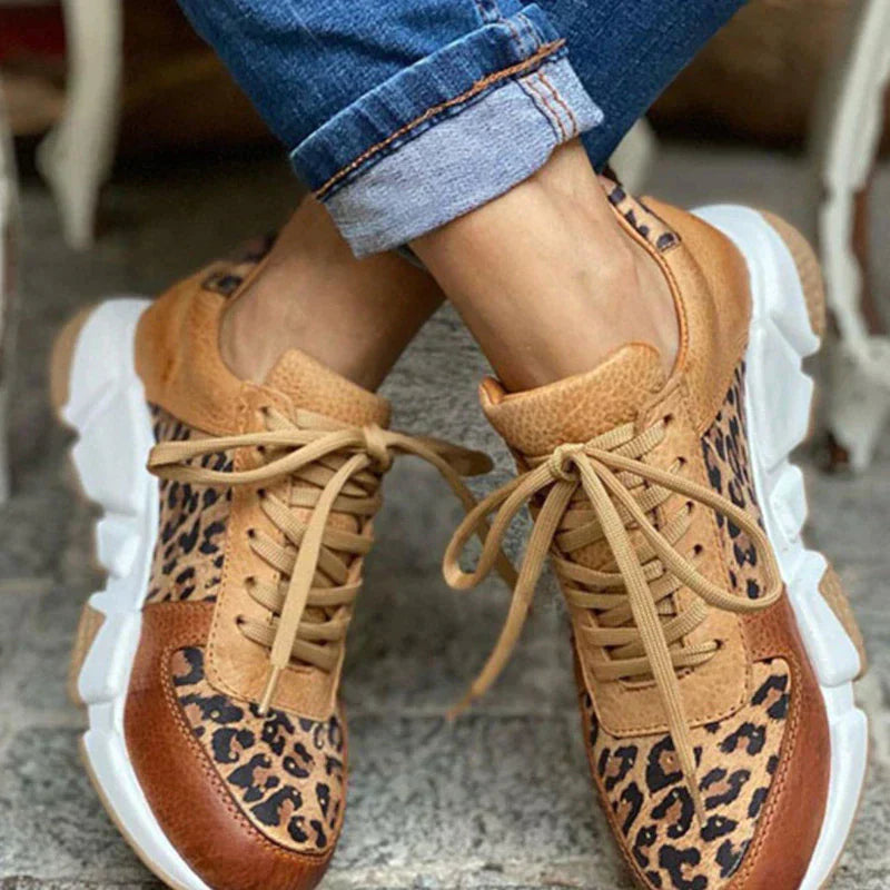 Liana® | Zapatillas casual de leopardo con suela gruesa