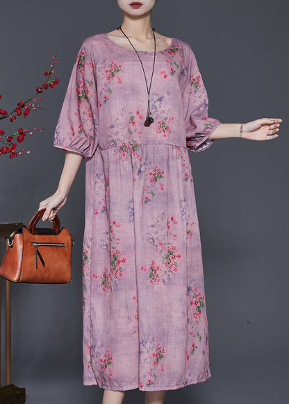 Faith® | Vestido moderno de lino con estampado oversize morado