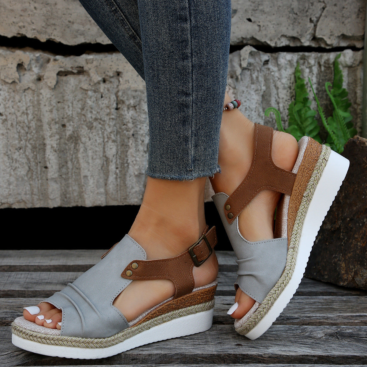 Ariyah® | Sandalias Casual Slip-On Platform Peep-toe