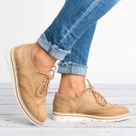 Lucille® | Cordones Perforado Oxfords Zapatos Plus Size Casual Shoes