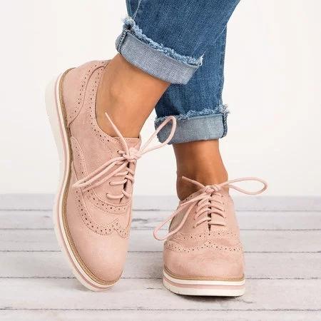 Lucille® | Cordones Perforado Oxfords Zapatos Plus Size Casual Shoes